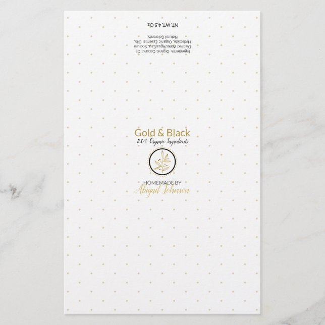 Gold & Black Soap Packaging Wrapper | Linen Paper (Front)