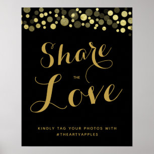 Gold & Black Social media wedding sign hashtag