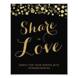 Gold & Black Social media wedding sign hashtag