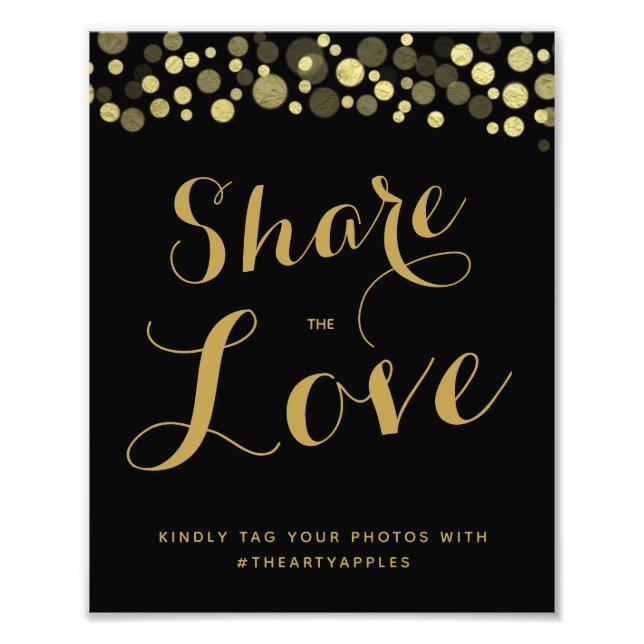 Gold & Black Social media wedding sign hashtag (Front)