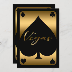 Gold & Black Spade Casino Las Vegas 21st Birthday Invitation