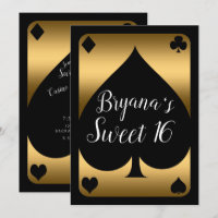 Gold & Black Spade Glam Casino Sweet 16 Party