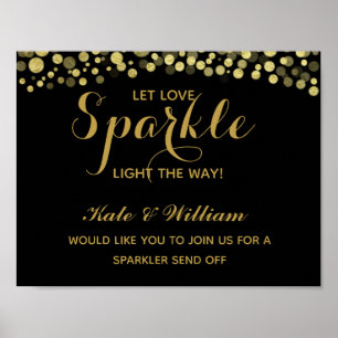 Gold & Black sparkler send off wedding sign