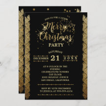 Gold Black Sparkles Merry Christmas Party