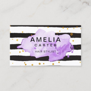 Gold black splash feminine Stylist Salon Business Card