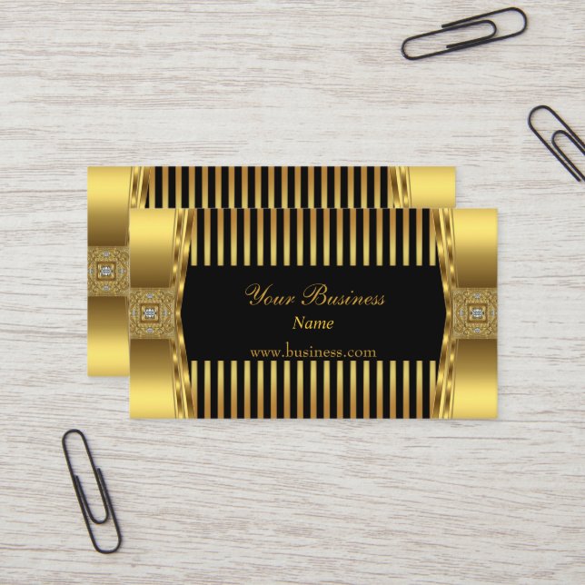 Gold Black Stripe Jewel Company Business Card (Front/Back In Situ)