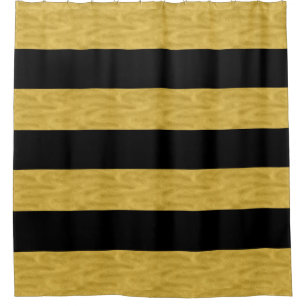 Gold & Black Striped Shower Curtain