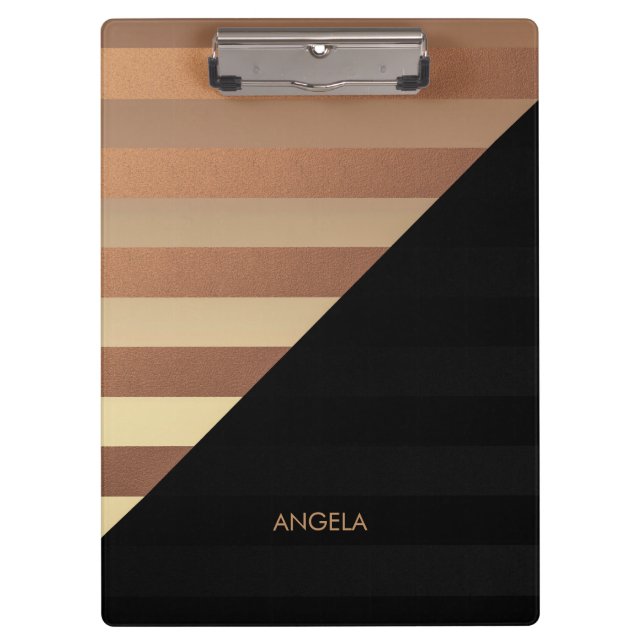 Gold Black Stripes Clipboard (Front)