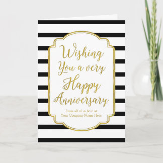 Gold Black Stripes Employee Anniversary Card