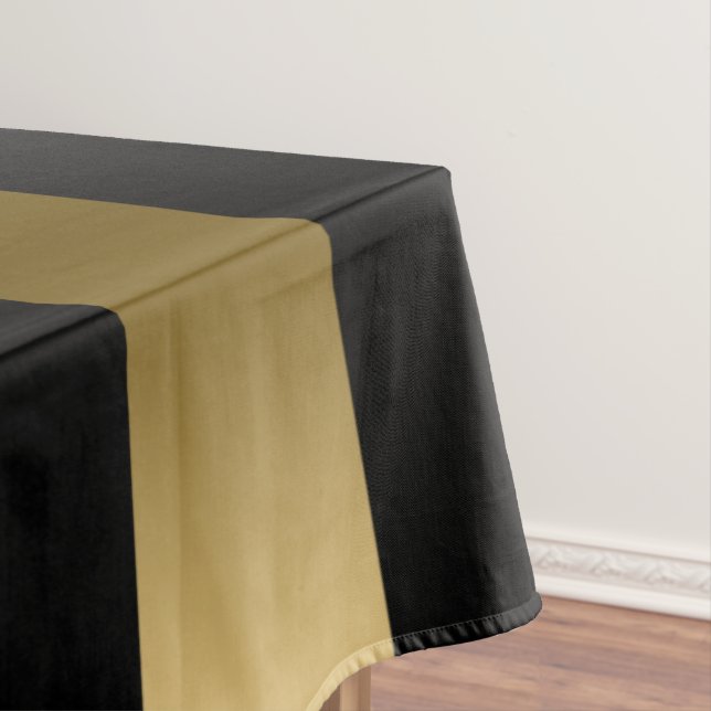 Gold & Black Stripes Geometric Pattern Tablecloth (In Situ)