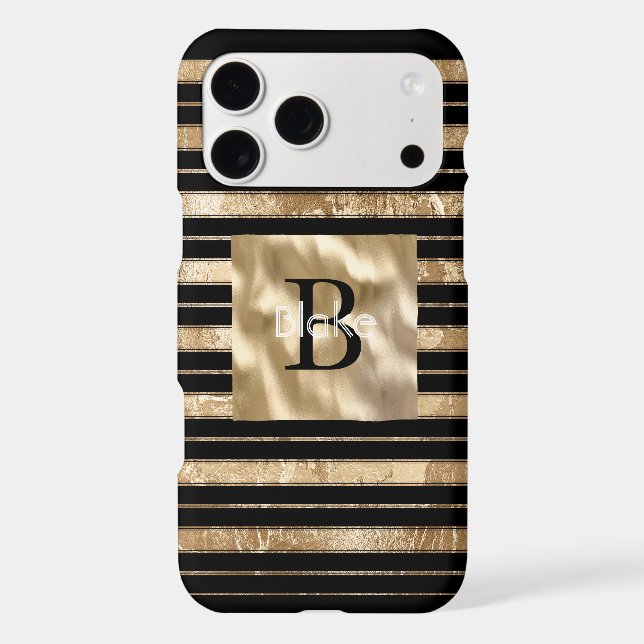 Gold Black Stripes Monogram Name (Back)