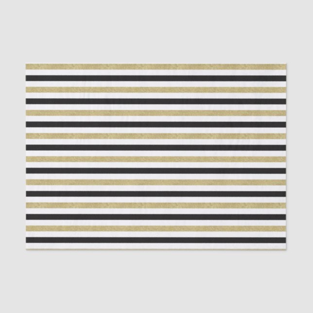 Gold Black Stripes Tissue Paper (Front)