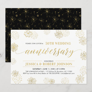Gold & Black   Stylish 50th Wedding Anniversary Invitation