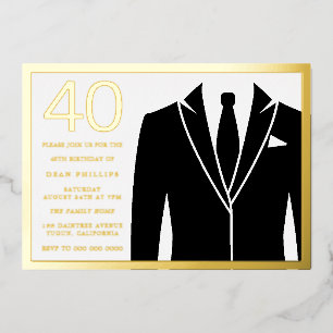 Gold & Black Suit & Tie 40th Birthday Party Golden