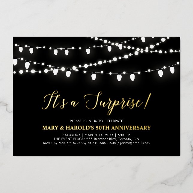 Gold & Black | Surprise 50th Wedding Anniversary (Front)
