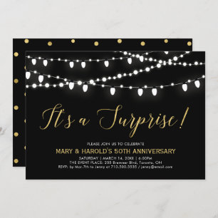 Gold & Black Surprise 50th Wedding Anniversary Invitation