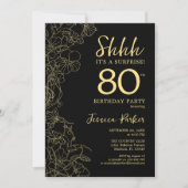 Gold Black Surprise 80th Birthday Invitation (Front)