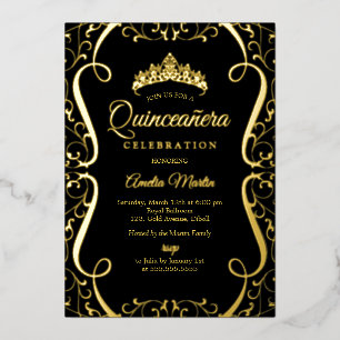 Gold Black Swirl Elegant Quinceanera 