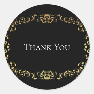 Gold & Black Swirl Gothic Wedding Classic Round Sticker