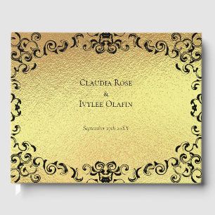 Gold & Black Swirl Gothic Wedding Guest Book