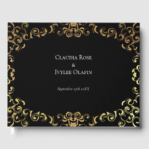 Gold & Black Swirl Gothic Wedding Guest Book