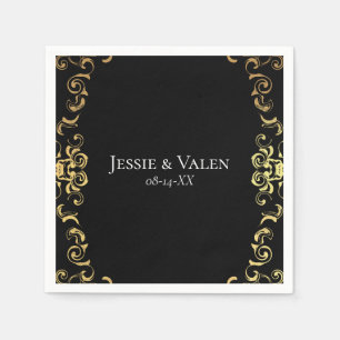 Gold & Black Swirl Gothic Wedding Napkin