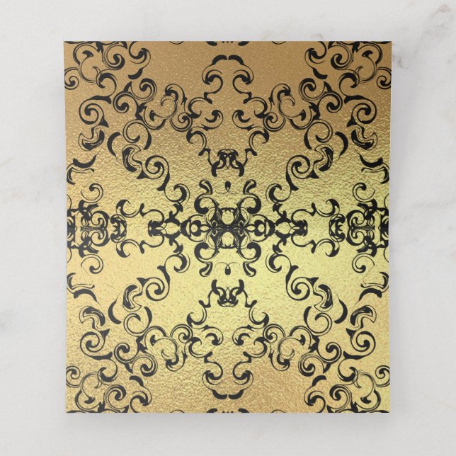 Gold & Black Swirl Gothic Wedding Place Card (Inside Unfolded)