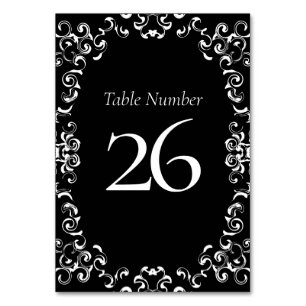 Gold & Black Swirl Gothic Wedding Table Number