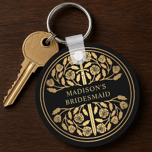 Gold Black Sword Bridesmaid Royal Wedding Gift Key Ring