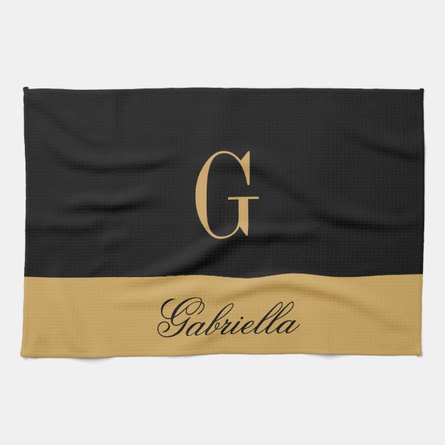 Gold Black Tea Towel (Horizontal)