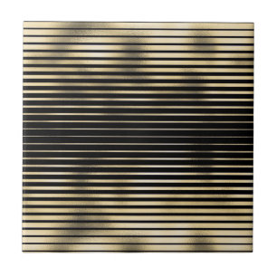 Gold black thinly striped metallic foil pattern ceramic tile