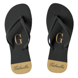 Gold Black Thongs