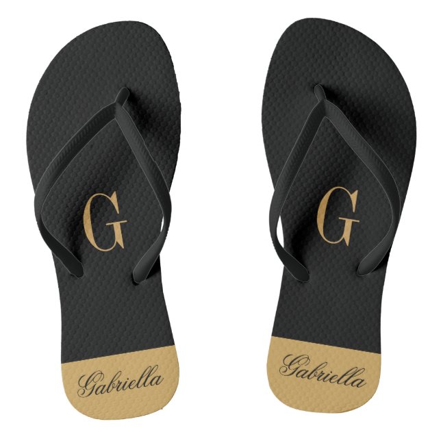 Gold Black Thongs (Footbed)