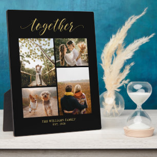Gold & Black   Together Family Gift Photo Collage Plaque