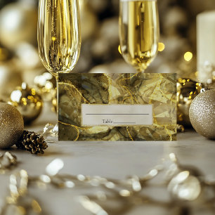 Gold Black Topaz Gemstone Cut Wedding Place Card