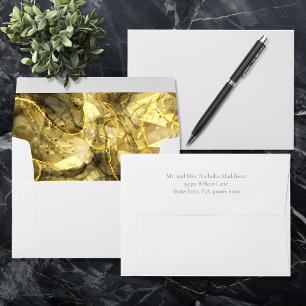 Gold Black Topaz Gemstone Wedding Envelope