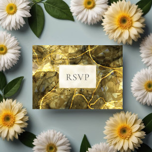 Gold Black Topaz Gemstone Wedding RSVP