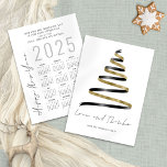 Gold Black Tree 2025 Calendar Love Thanks  Card<br><div class="desc">Gold Black Ribbon-Like Christmas Tree 2025 Calendar Love and Thanks. Available digitally or printed. Combine your Christmas thank you with a happy new year card and handy 2025 calendar for your recipients. A stylish set handwritten style script for Love and Thanks and Happy New Year. Personalise with your name and...</div>