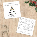 Gold Black Tree 2025 Calendar Merry Christmas Card<br><div class="desc">Gold Black Tree 2025 Calendar Merry Christmas  is in a stylish set handwritten style script. With a handy 2025 calendar on the back for your recipients and Happy New Year greeting.</div>
