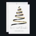 Gold Black Tree 2026 Calendar Love Thanks  Card<br><div class="desc">Gold Black Ribbon-Like Christmas Tree 2026 Calendar Love and Thanks. Available digitally or printed. Combine your Christmas thank you with a happy new year card and handy 2026 calendar for your recipients. A stylish set handwritten style script for Love and Thanks and Happy New Year. Personalise with your name and...</div>