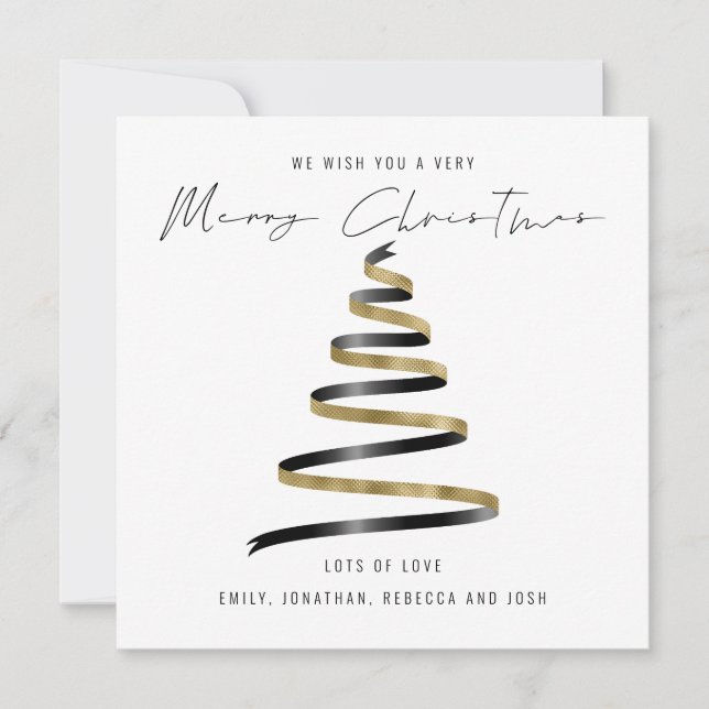 Gold Black Tree 2026 Calendar Merry Christmas Card (Front)