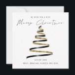 Gold Black Tree 2026 Calendar Merry Christmas Card<br><div class="desc">Gold Black Tree 2026 Calendar Merry Christmas  is in a stylish set handwritten style script. With a handy 2026 calendar on the back for your recipients and Happy New Year greeting.</div>