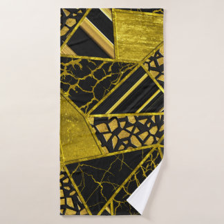 Gold Black Triangle Texture Illusion Bath Towel