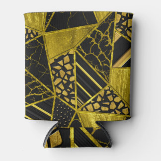 Gold Black Triangle Texture Illusion Can Cooler