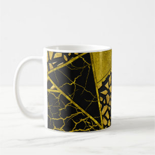 Gold Black Triangle Texture Illusion Coffee Mug