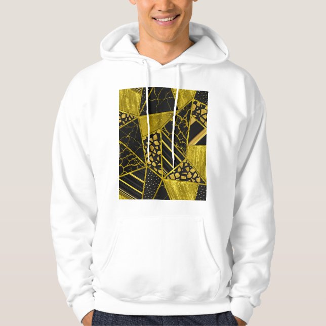 Gold Black Triangle Texture Illusion Hoodie (Front)