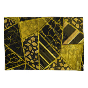 Gold Black Triangle Texture Illusion Pillowcase