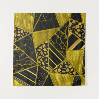 Gold Black Triangle Texture Illusion Tapestry