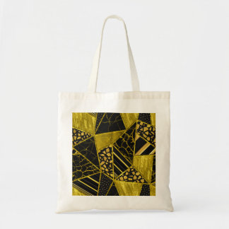 Gold Black Triangle Texture Illusion Tote Bag