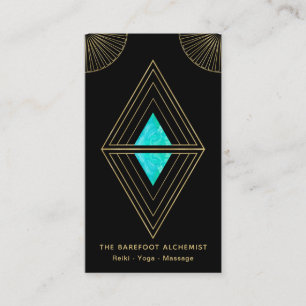 *~* Gold Black Triangles Alchemy Sacred Geometry Business Card